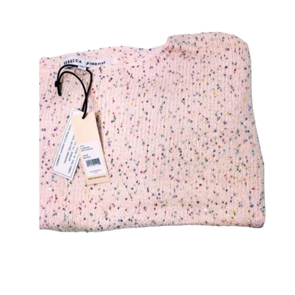 Rebecca Minkoff Womens Pink Crew Neck Sequins Long Sleeve Knit Sweater Sz L New - Picture 4 of 9